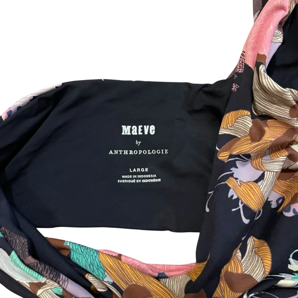 ANTHROPOLOGIE MAEVE Floral One-Shoulder Bikini Set Side Tie Size Large